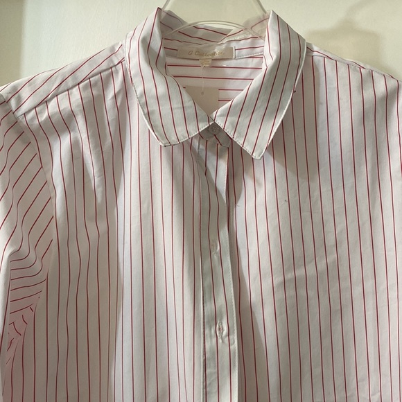 G Collection White w/ Red Striped Button Up, Sz L NWT - Picture 3 of 4
